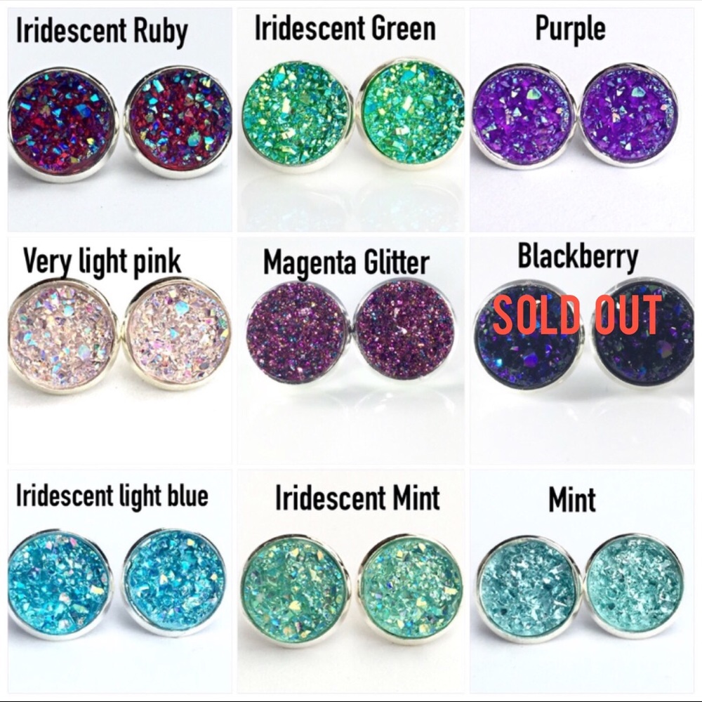 3 for 15🎀faux druzy clip on earrings - Picture 4 of 7